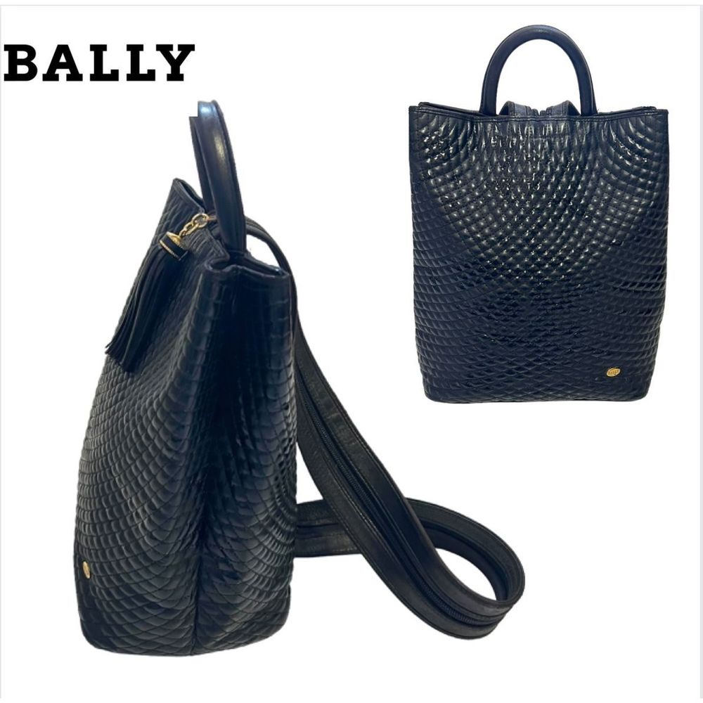 BALLY Authentic Quilted Black Leather Convertable Hand Crossbody Bag or Backpack
